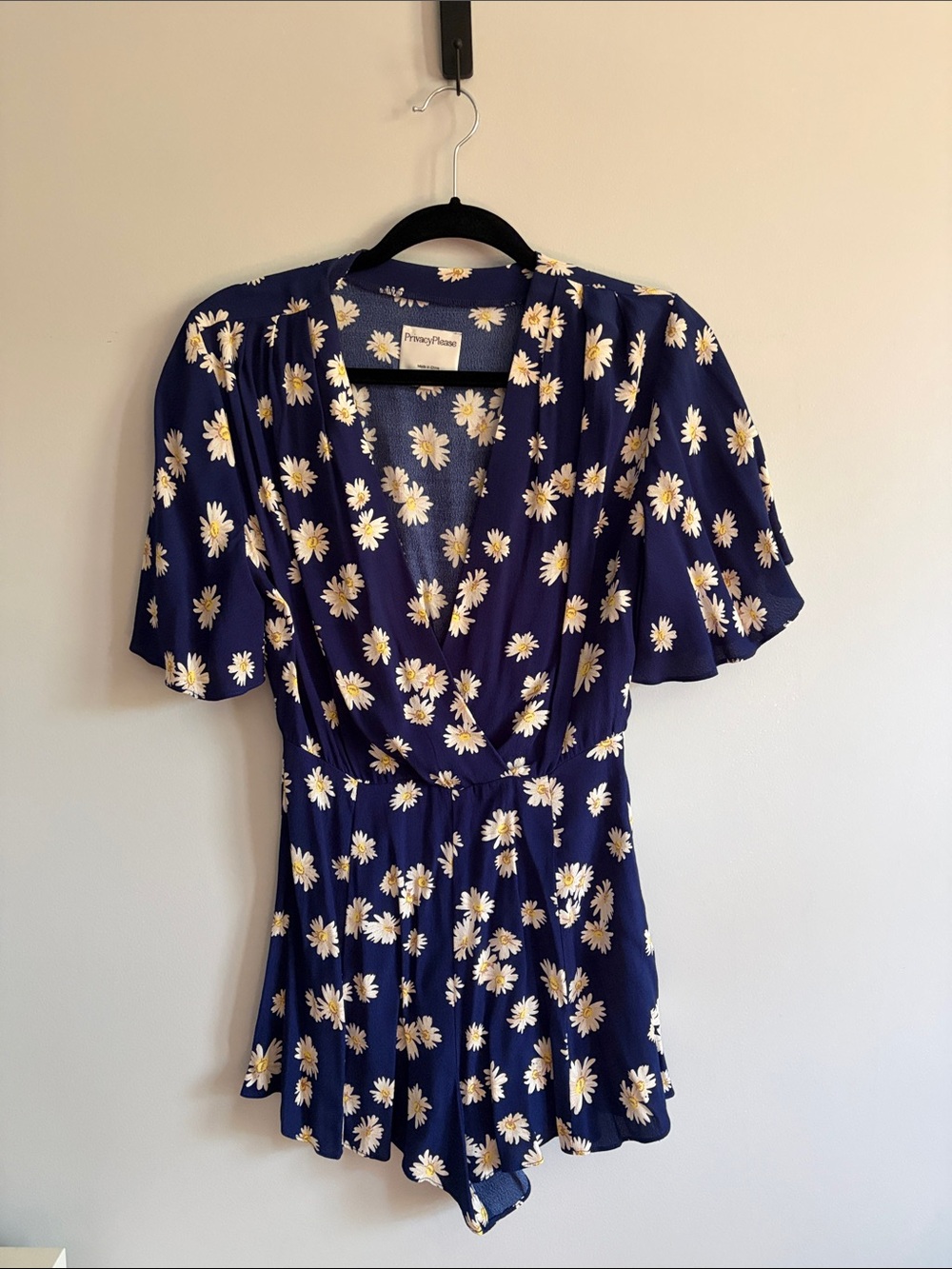 Privacy Please Navy Daisy Romper
